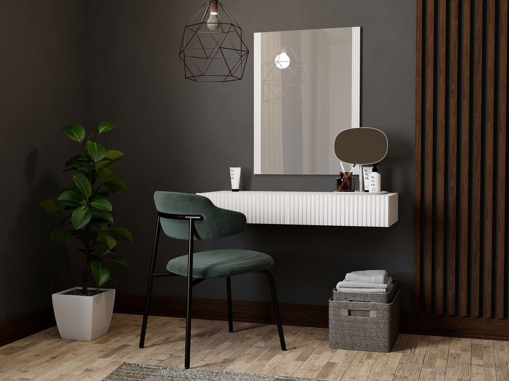 Dressing Table with Mirror PAFOS 80x41.6x100, White Matte