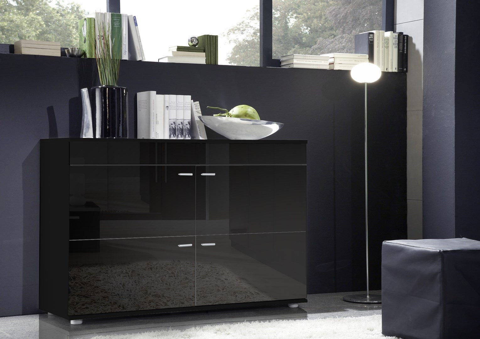 Cama LOGO II NIGHT Sideboard 120/42/78 Black/Black Gloss