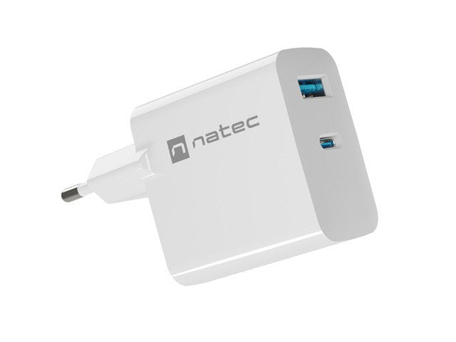 NATEC Charger 1x USB-A + 1x USB-C 45W White Universal NUC-2142