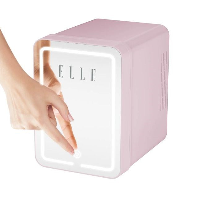 ELLE 4 L Mini Fridge with LED Makeup Mirror Purple