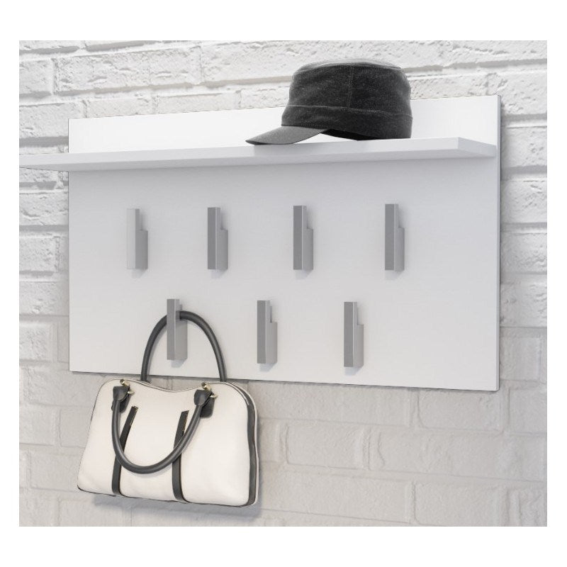 2F White Mat Clothes Hanger with Shelf - Model 2F