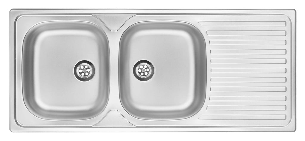 2-bowl steel sink with drainer
