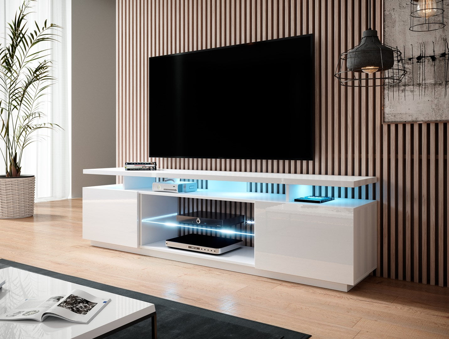 RTV Cabinet EVA 180x40x56 White Glossy