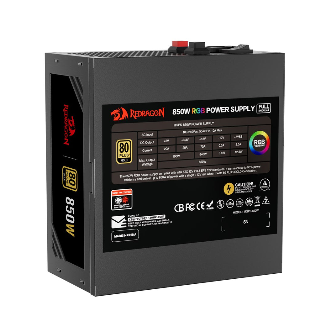 REDRAGON GC-PS007-1-V2 Power Supply Unit 850W 80 Plus Gold LED Black 57386