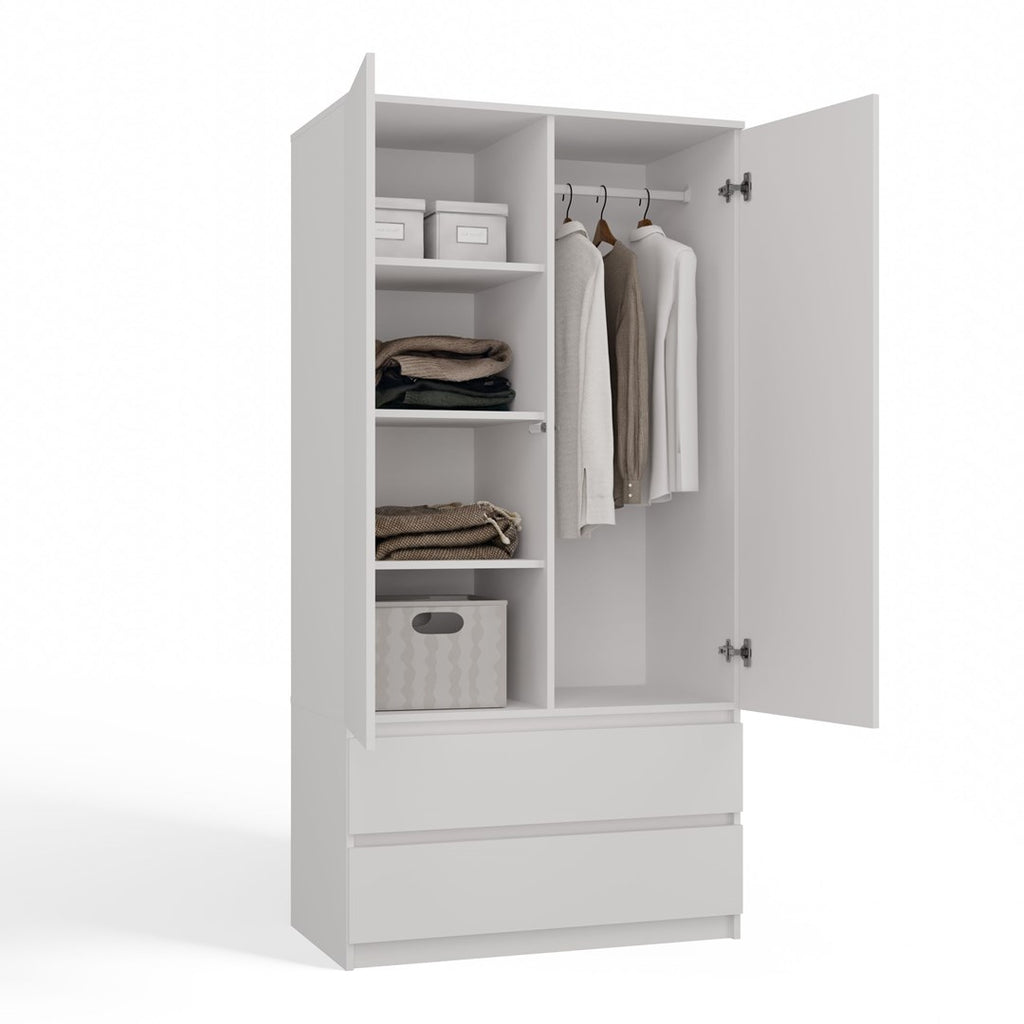 Topeshop MALWA B Wardrobe White 5 Shelves 2 Doors