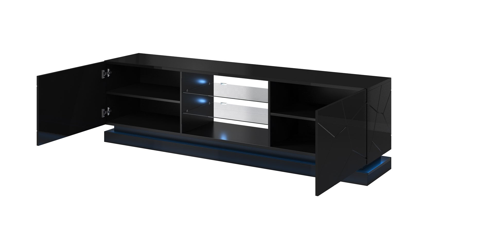Cama TV Cabinet QIU 200 MDF Black Gloss/Black Gloss