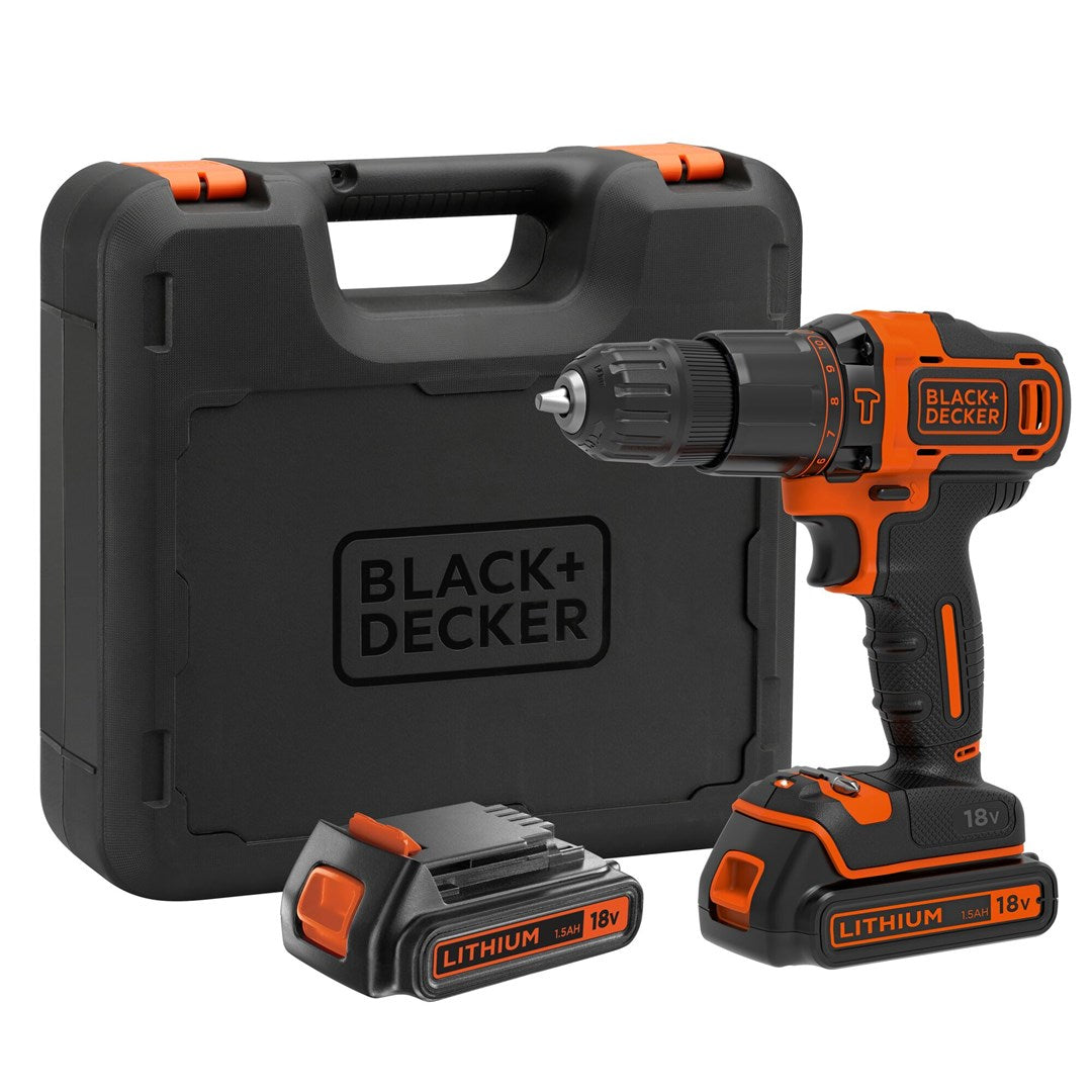 BLACK+DECKER BDCHD18KB-QW - Bohrhammer/Treiber - schnurlos - 2 Geschwindigkeiten - Bohrfutterschlüssel 10 mm - 40 N·m - 2 Akkus - 18 V