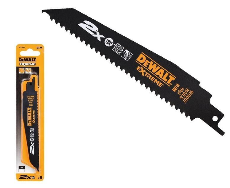 DeWalt Jigsaw/Sabre Saw/Reciprocating Saw Blade Set 5 Pieces 370 mm Length Model BD-DT2314L