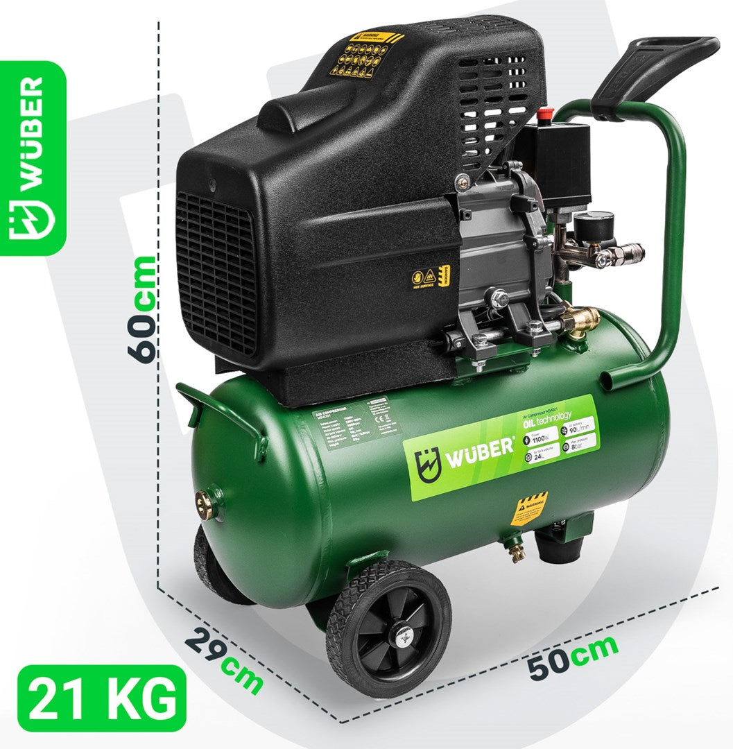 WUBER Oil-Lubricated Compressor 24 L 1100 W Universal W54001