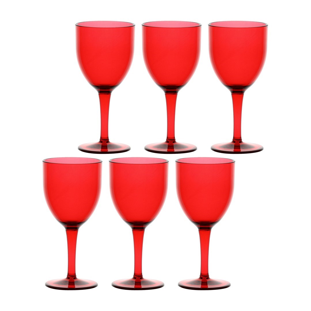 Rose&Tulipani Fiaba Set of 6 Acrylic Wine Glasses 400 ml Red