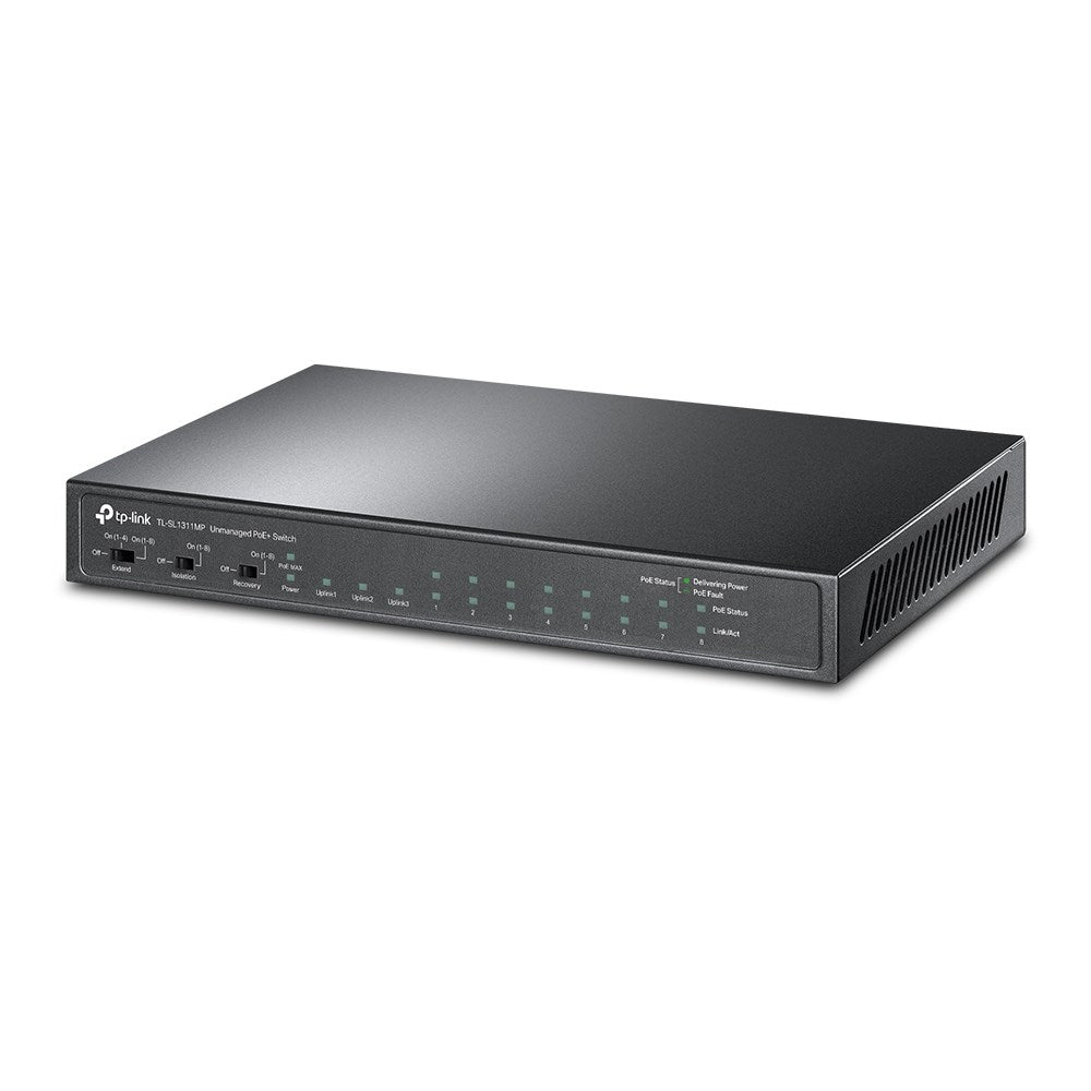 TP-LINK 8-Port 10/100Mbps + 3-Port Gigabit Desktop Switch with 8-Port PoE+ | Model: TL-SL1311MP