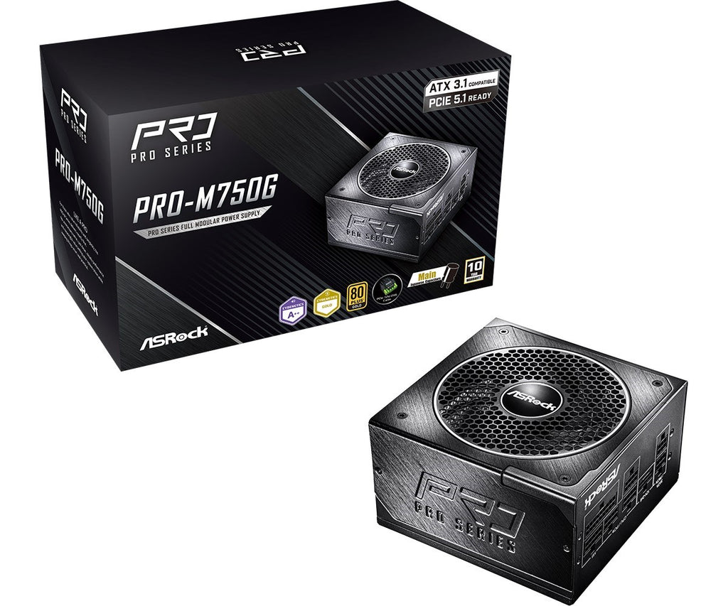 Asrock Power Supply Unit 750W ATX PSU with Active Cooling - Model PRO-M750G