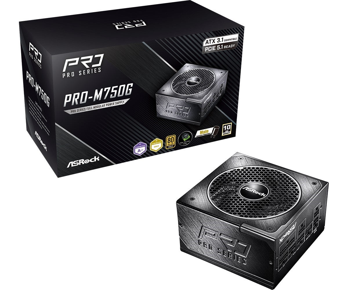Asrock Power Supply Unit 750W ATX PSU with Active Cooling - Model PRO-M750G