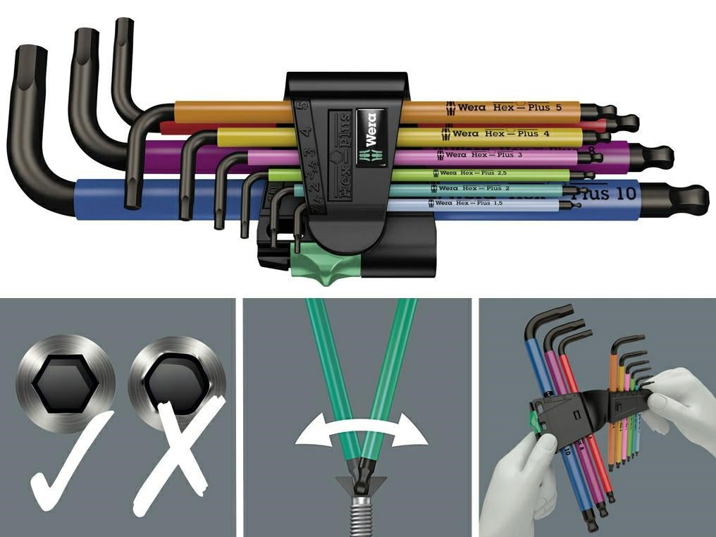 Wera 950/9 Socket Set, 9 Keys, Plastic Handle, Long Arm 9 cm, Short Arm 22.4 cm (05022089001)