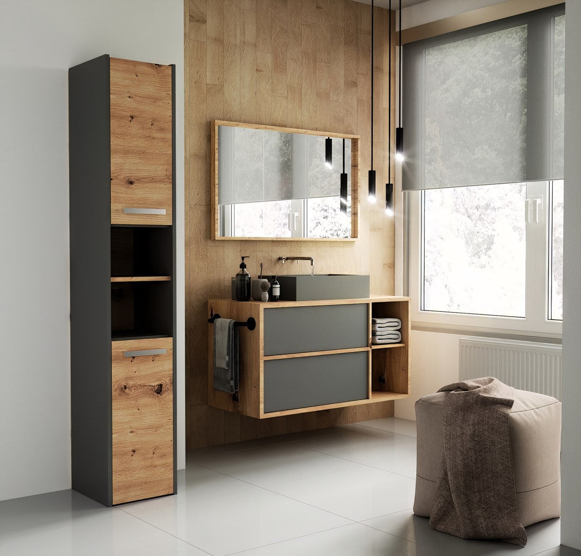 Topeshop S30 ANTRACYT/ARTISAN Bathroom Storage Cabinet Anthracite-Artisan 30 cm