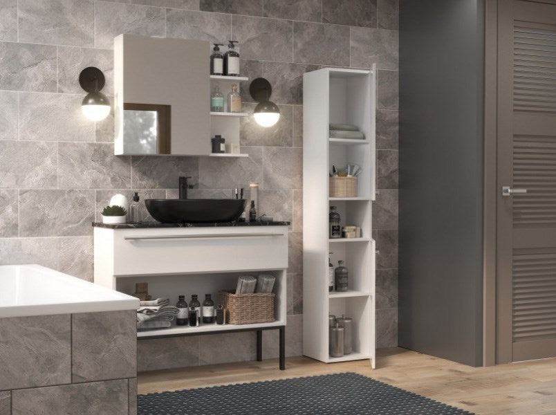 Bathroom Cabinet NEL I - 31x30x174 cm Glossy White