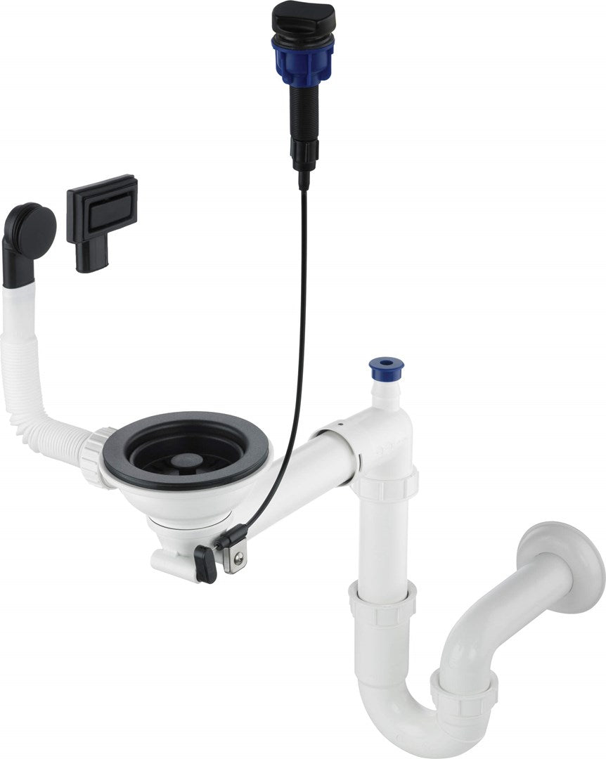SPACE-SAVER Siphon for Single-Bowl Granite Sink White/Nero
