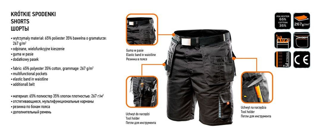 NEO TOOLS Shorts with Detachable Pockets LD/54 722 g 371 mm x 444 mm x 57 mm Model TOP-81-270-LD