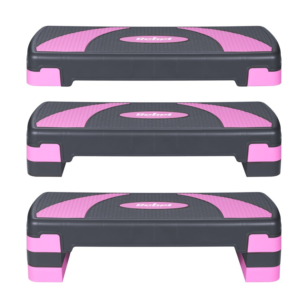 REBEL ACTIVE Step for Aerobics and Fitness Exercises 3 Levels Gray-Purple