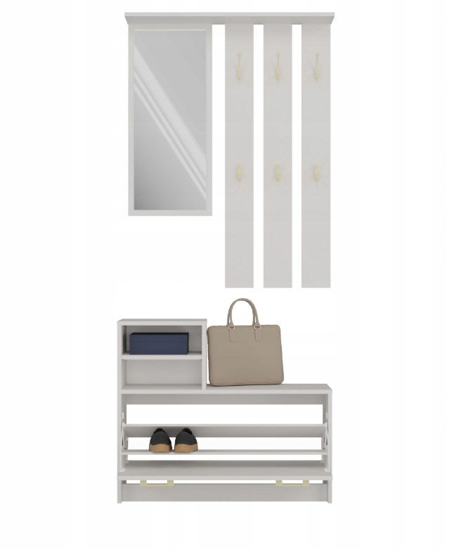 Vera Wardrobe, Cashmere, 180 cm with Mirror and Shoe Cabinet GS1