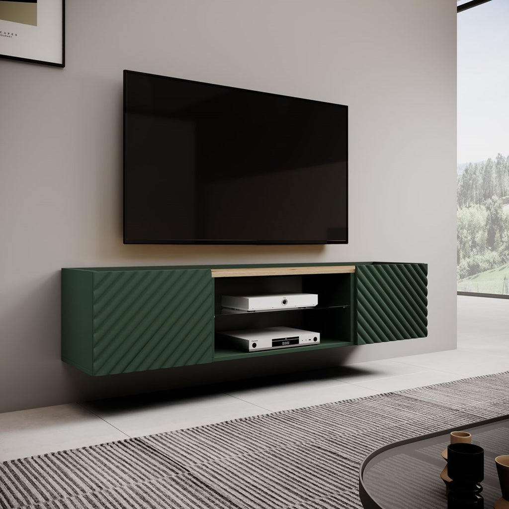 EF ONDA TV Cabinet 180.5x40x58.39 cm Green - Wall Mounted or Standing - Model ONDA 301442 180.5x40xH58.39