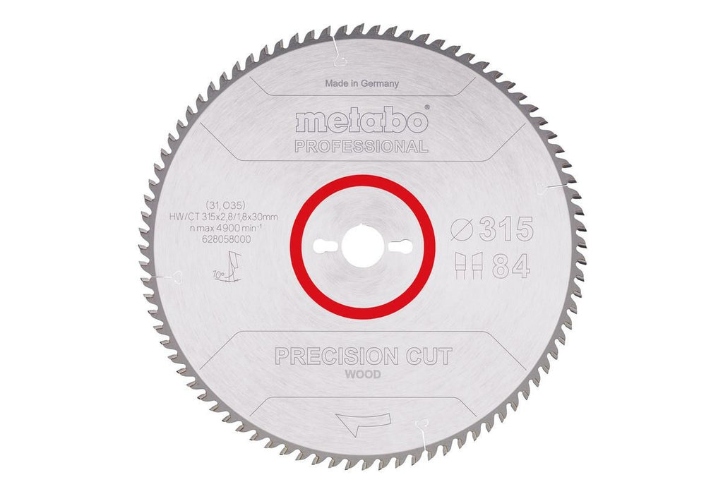 METABO Circular Saw Blade HW/CT 315 mm x 30 mm x 84 Teeth for Wood 315x30x84z