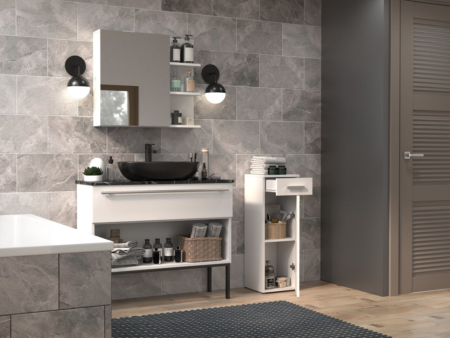 Topeshop NEL V DS BIEL bathroom storage cabinet White