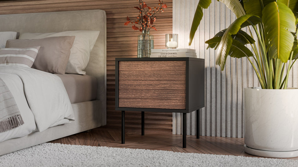 Bedside Cabinet 2 pcs. CORTINA 45x40x51 Black/Walnut