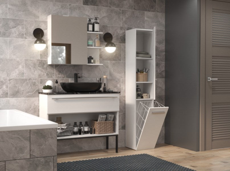 NEL III Bathroom Cabinet Gloss White 31x30x174 cm