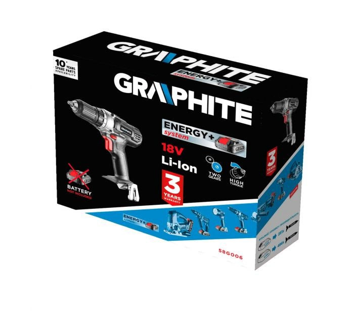 GRAPHITE Cordless Drill 58G006 - 18V, Keyless Chuck, 1250 RPM, 24300 g