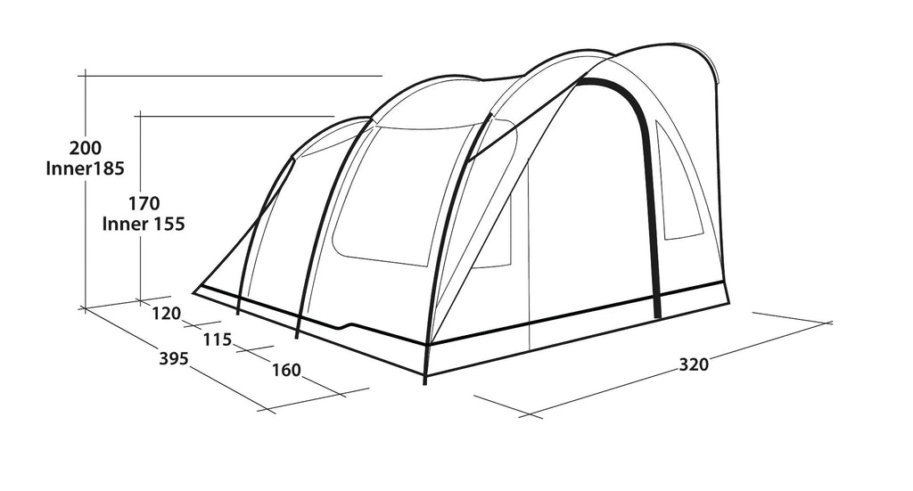Outwell Sky 5 Tent 5 Person Blue Tunnel