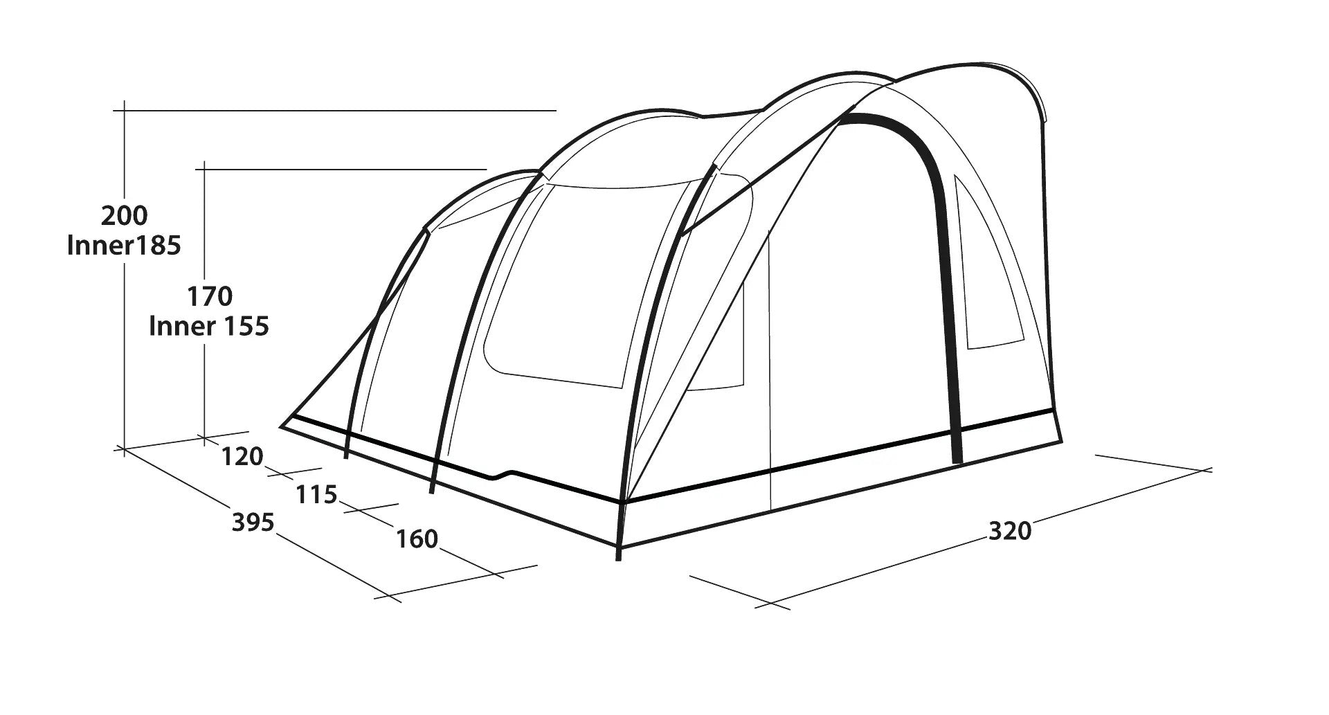 Outwell Sky 5 Tent 5 Person Blue Tunnel