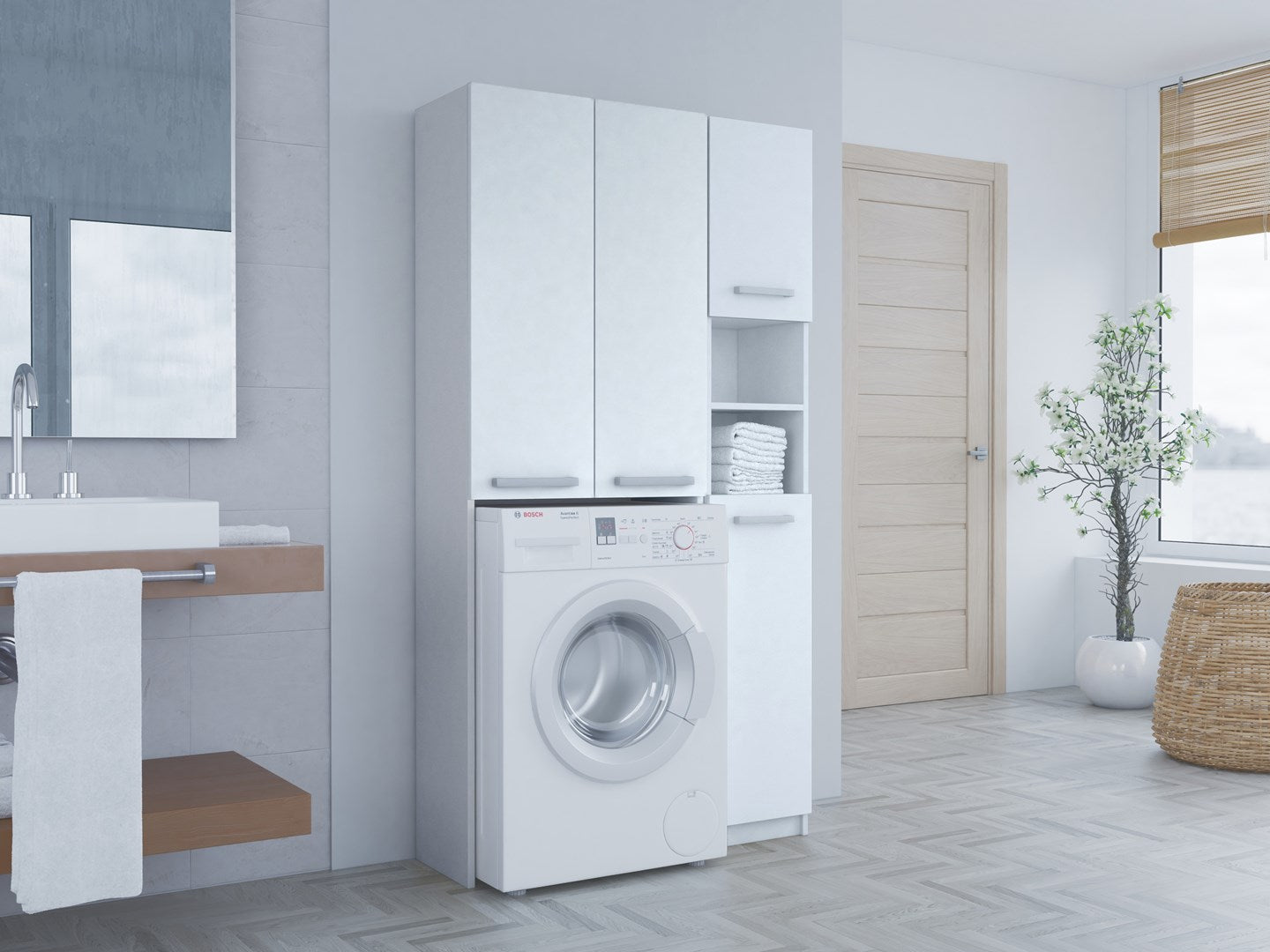 Topeshop ZESTAW MARPOL DD BIEL bathroom storage cabinet White