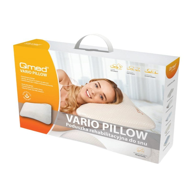 MDH Profiled Pillow for Sleep, Cotton/PU/Polyester, 405x600x130 mm, White