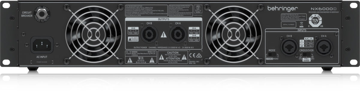 Behringer NX6000 Audio Amplifier 2.0 Channels Home Black
