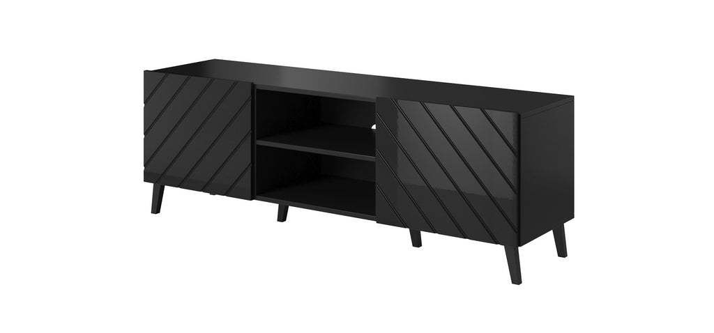 RTV Cabinet ABETO 150x42x52 Black Glossy