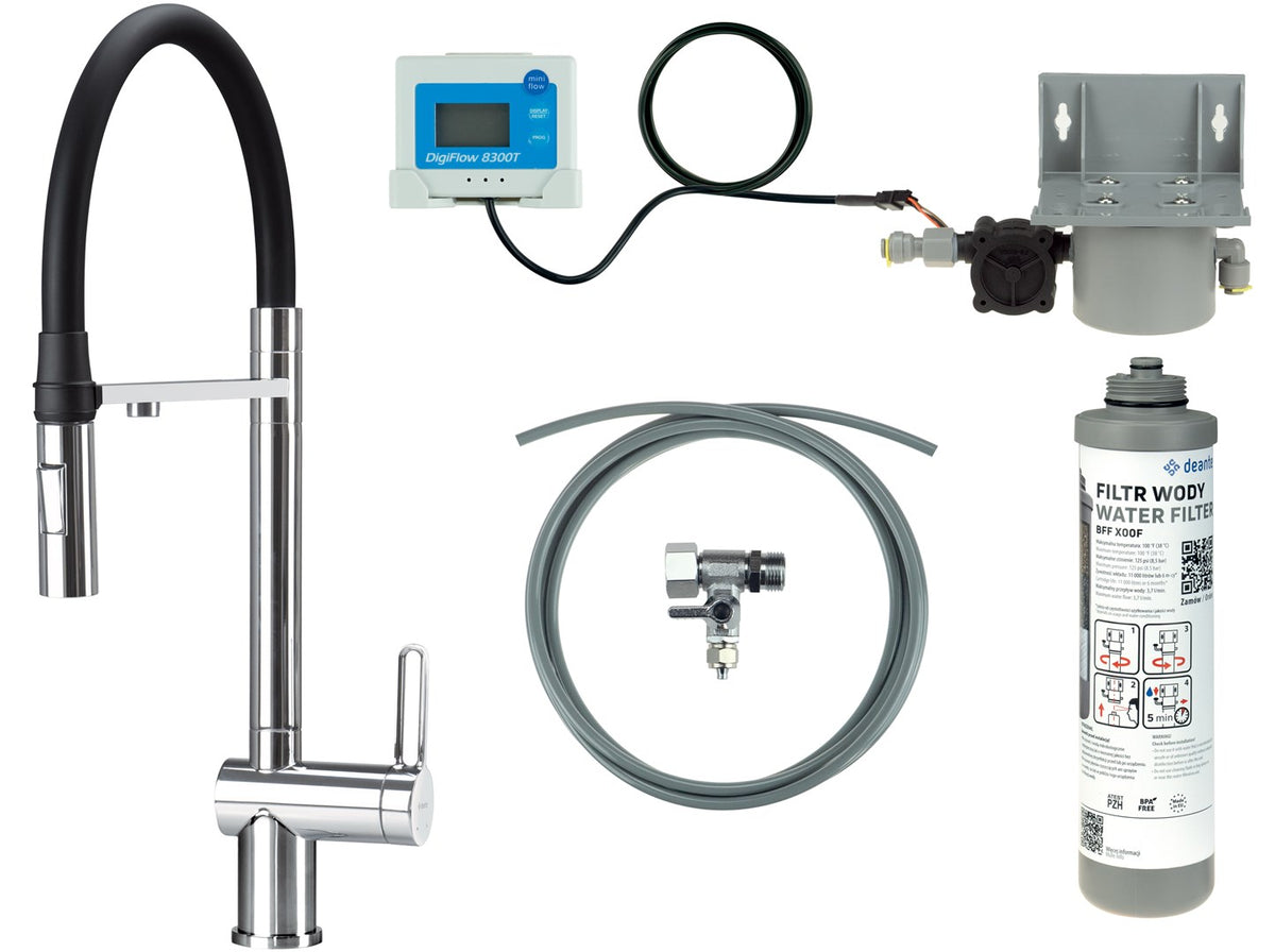deante Kitchen Faucet with Water Filtration Set and Flexible Spout BRMF075M