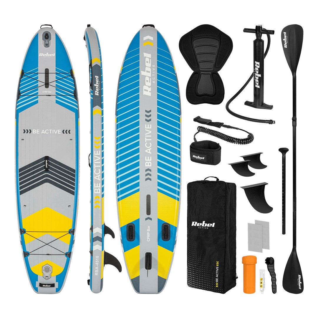 Rebel Inflatable SUP Board PRO Blue RBA-4518-BL Weight: 17300 g Max Capacity: 220 kg