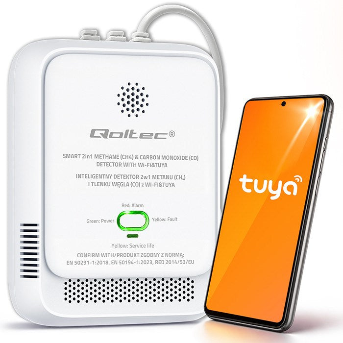 Qoltec Natural Gas and CO Leak Detector Wi-Fi 85dB Alarm Model 52654