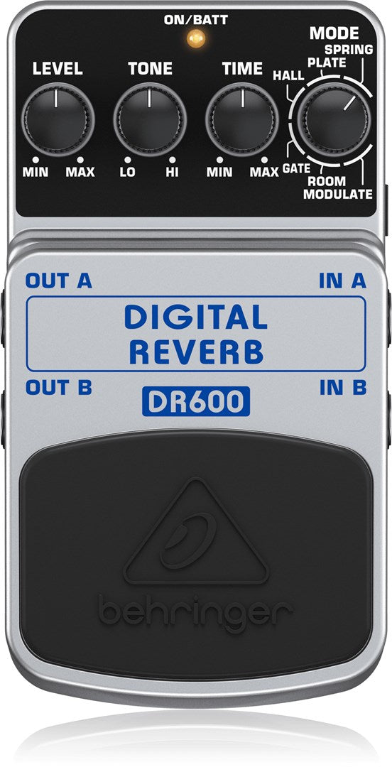 Behringer DR600 Digital Reverb Effect Pedal Black Silver