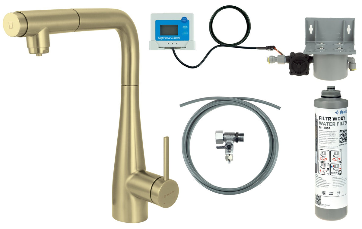 deante Kitchen Faucet with Water Filtration, Pull-Out Spout, BREFR75M
