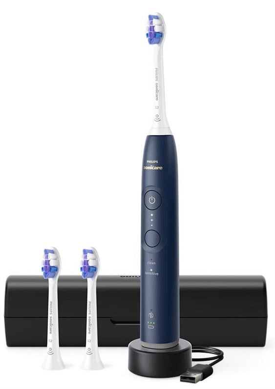 Philips Sonic Toothbrush HX7403/01 Rechargeable with 3 Sensitive Brush Heads, Travel Case