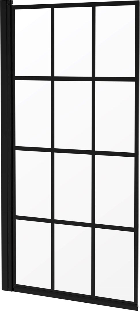 Jasmin Bathtub Screen 80x140 cm - Black Grid - Chrome Profile - KTJ N72P