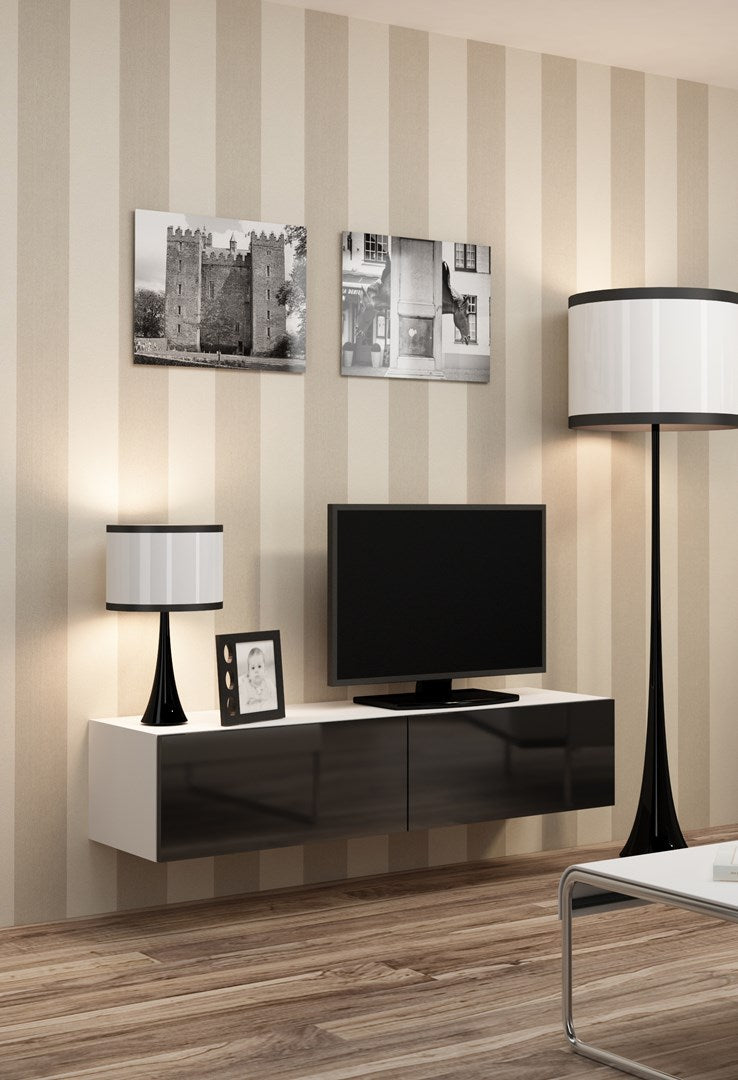 VIGO TV Stand 140 cm White/Black Gloss RTV VIGO140