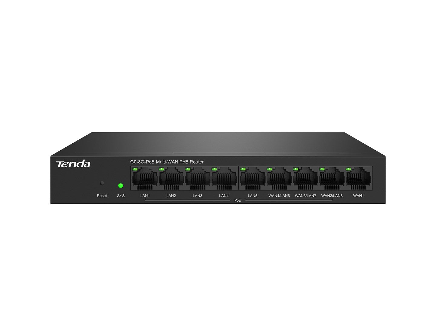 Tenda G0-8 G-PoE Wired Router Gigabit Ethernet Black G0-8G-PoE