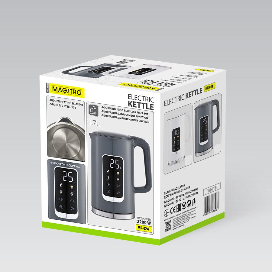 Maestro Electric Kettle 1.7 L 1850-2200W Grey MR-024-GREY