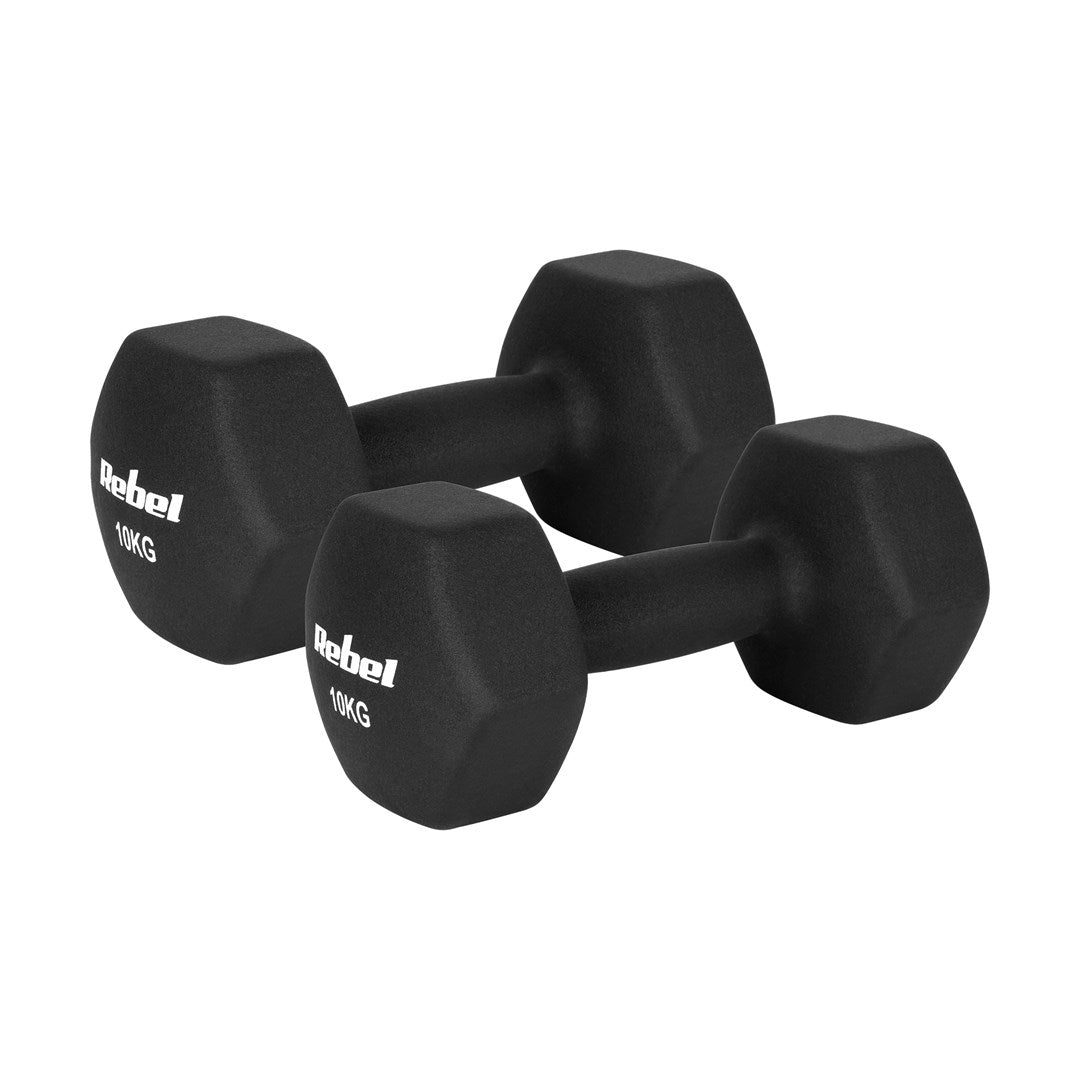 Hantelki żeliwne neoprenowe HEX 2x10kg  REBEL ACTIVE