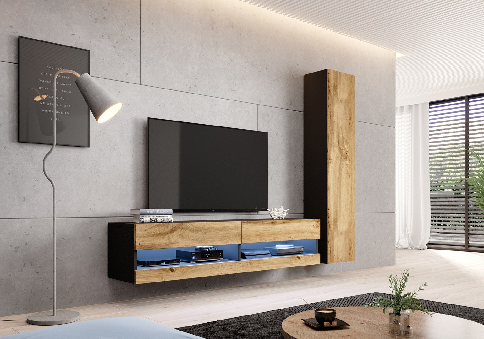 Cama Full Cabinet VIGO '180' 180/40/30 Black/Wotan Oak