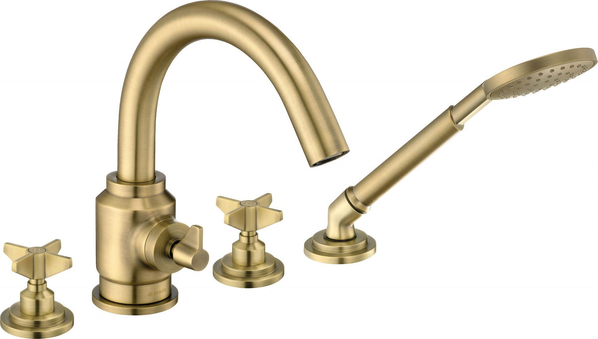 Deante 4-Hole Bathtub Faucet with Shower Set Brass Round 2-Lever Temisto BQT M14D