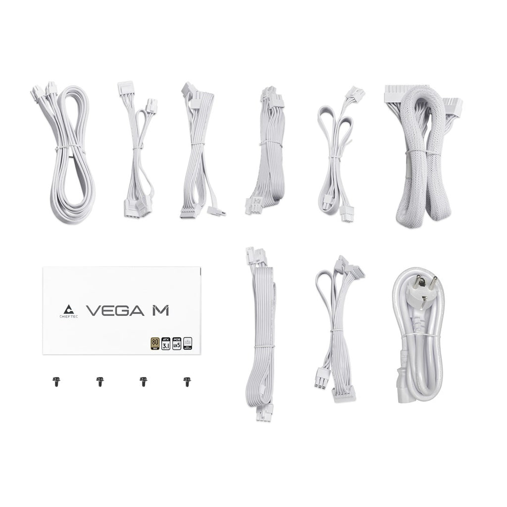 Chieftec Vega M White 1x 12 Pin High Power GPU 4x PCIe Cable Management 850 - 80 PLUS Gold PPG-850-CW